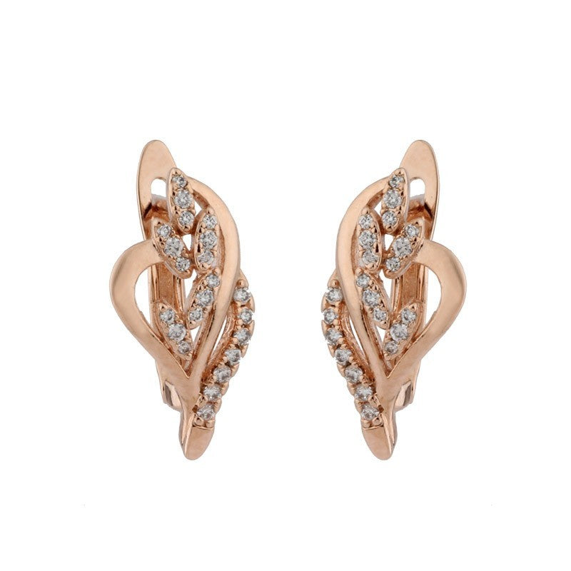 Luxus Damen Ohrringe 585RG Roségold überzogen Blumen Weiß CZ für Damen Geschenk5