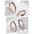 Luxus Damen Ohrringe Creole 585 Rose Gold Farbe Schwarz Emaille Tropfen Ohrring0