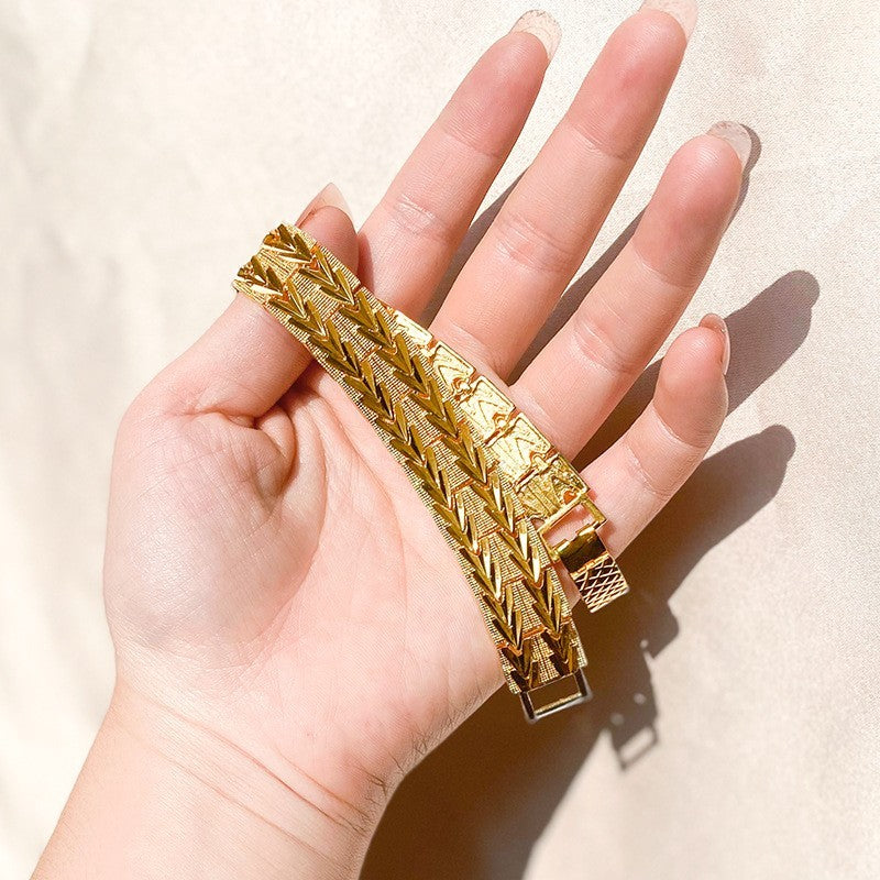 Damen Herren Armband Gold Panzerkettenarmband Vietnamesisches, vergoldetes 21cm9
