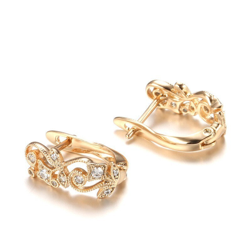 Luxus Ohrringe 585 Rolled Roségold überzogen Blumen CZ für Damen Geschenk1
