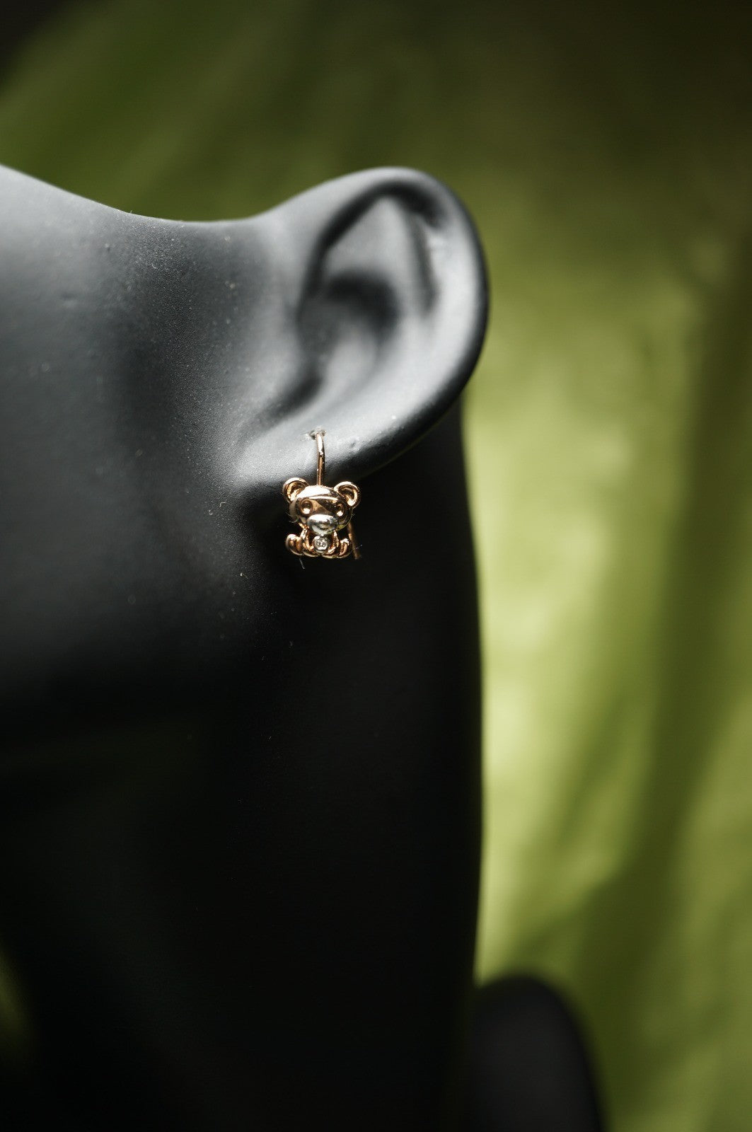 Draht Haken Ohrringe mit Bärenmotiv für Kinder, Zweifarbig Roségold-Plattiert7