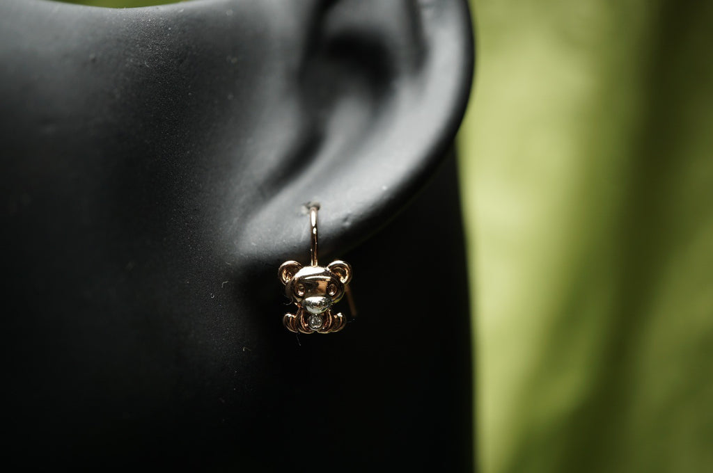 Draht Haken Ohrringe mit Bärenmotiv für Kinder, Zweifarbig Roségold-Plattiert8