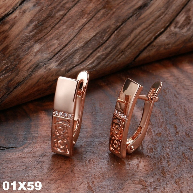 Luxus Ohrringe 585 Rolled Roségold überzogen mit CZ für Damen Geschenk0