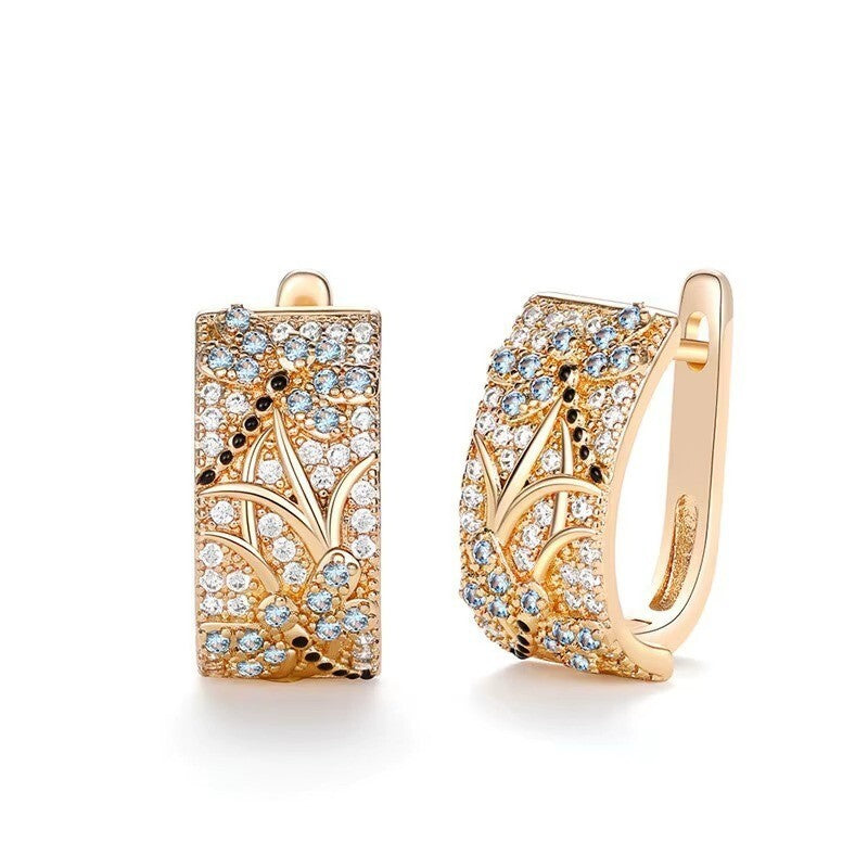Luxus Damen Creole Ohrringe Zirkonia Kristalle Design 18K vergoldet Hochzeits5