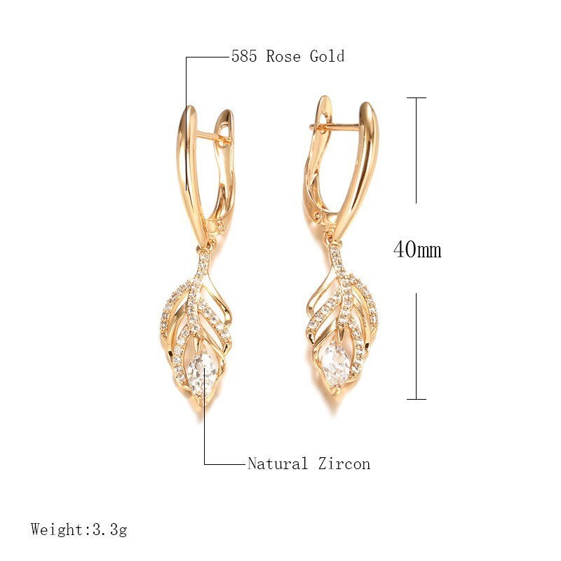 Luxus Damen Ohrringe 585 Roségold schlichtes Temperament Mikrodiamant Blumenanhä4