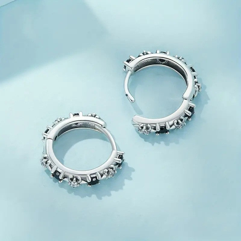 Ohrringe Creole 925er Sterling Silber Zirkonia für Damen, trendige Creolen7