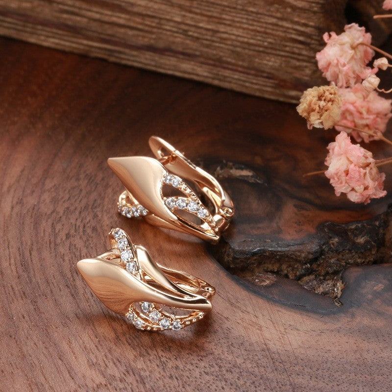 Luxus Ohrringe 585 Rolled Roségold überzogen mit CZ für Damen Geschenk5