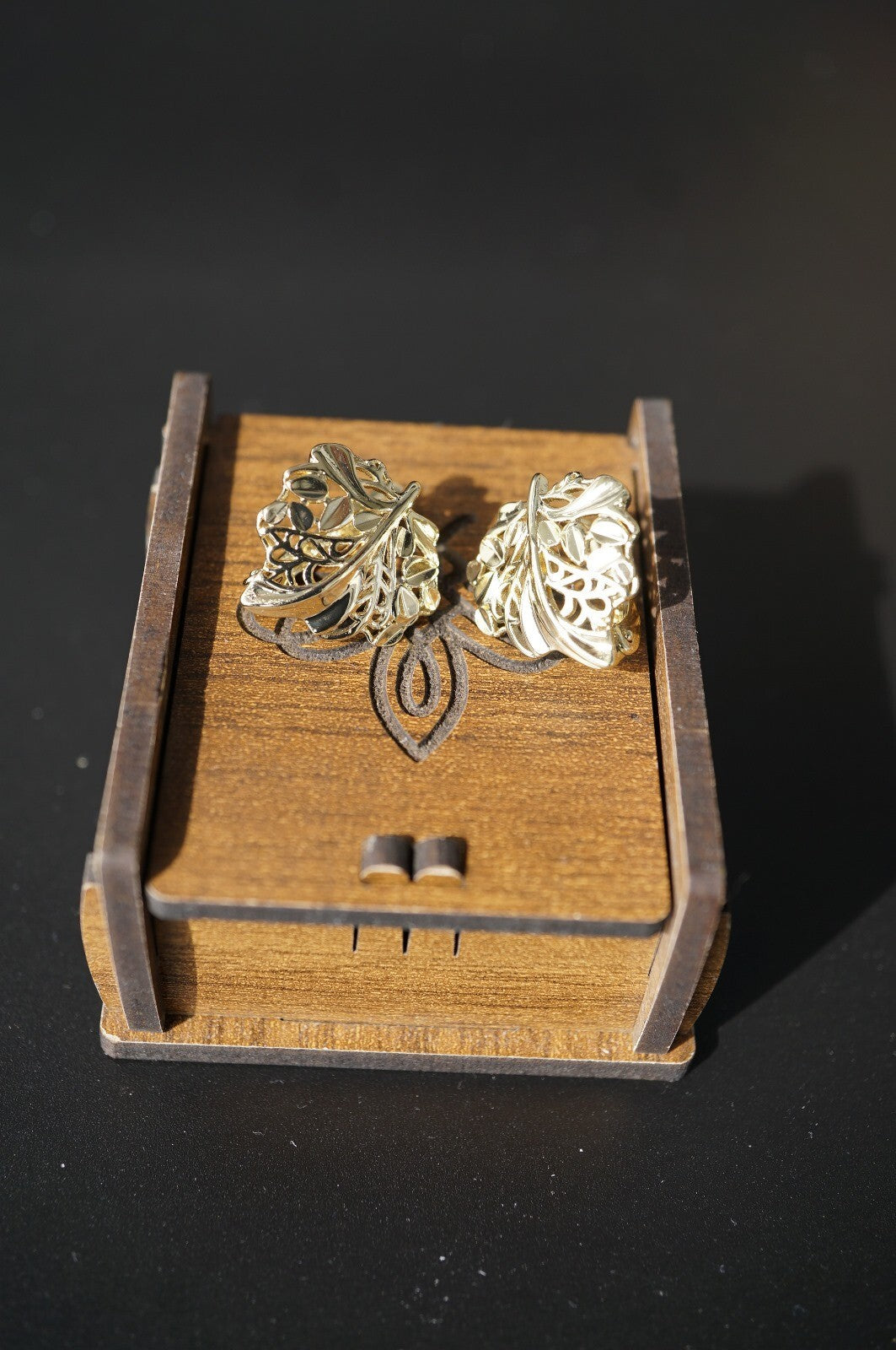 Luxus Damen Blatt Ohrringe Creolen Hochvertiger Gold 14K vergoldet Mode Schmu12