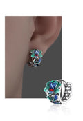 Herren Ohrringe Creole mit CloisonnéPfingstrosenmotiv, modisch und hochwertig,0