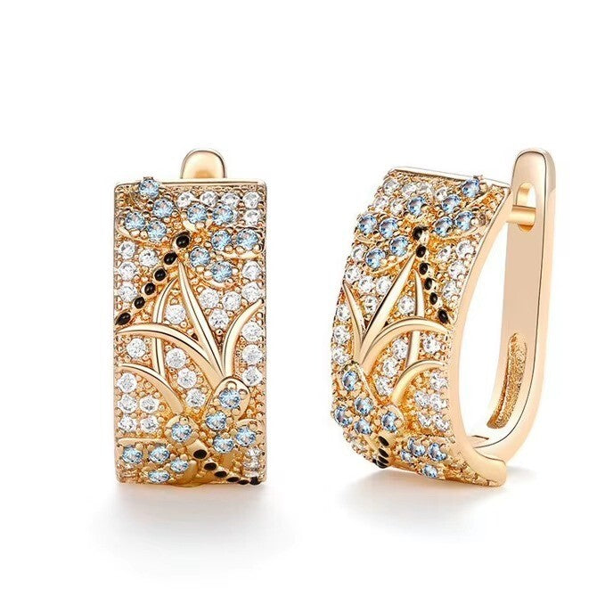 Luxus Damen Creole Ohrringe Zirkonia Kristalle Design 18K vergoldet Hochzeits4
