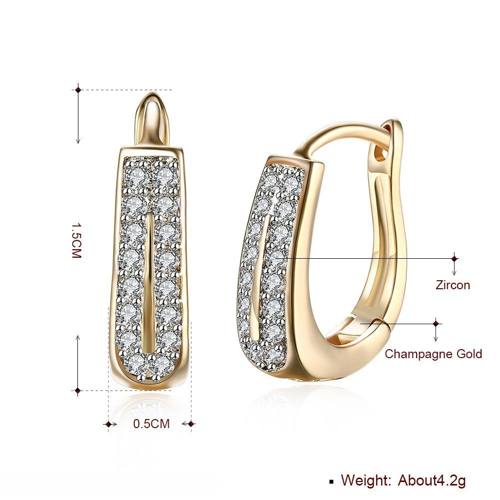 Damen Ohrringe Temperament Uförmige vergoldete Zirkonohrringe für Frauen4