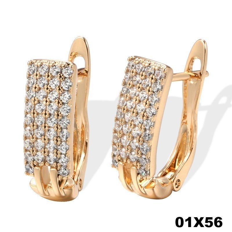 Luxus Ohrringe Creolen Micro Intarsien Zirkon Kristalle 585 Rolled Roségold über3