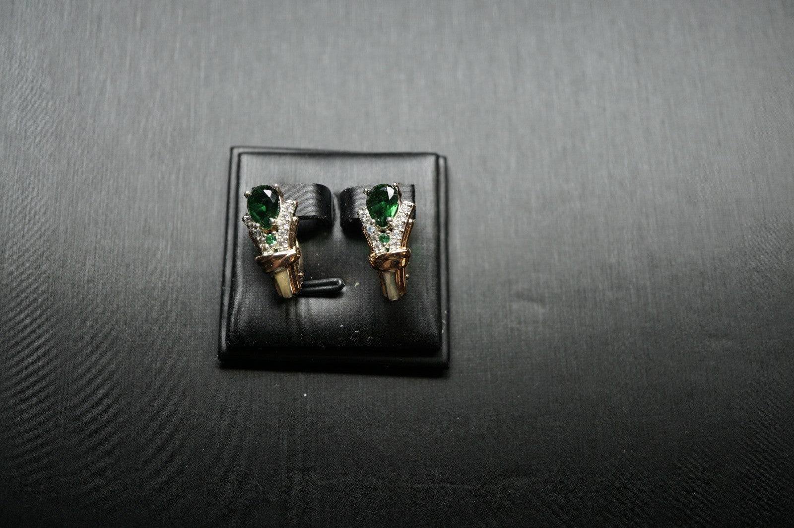 Luxus Damen Ohrringe Zirkon aus Smaragd-Roségold (vergoldet) mit Krappenfassung3