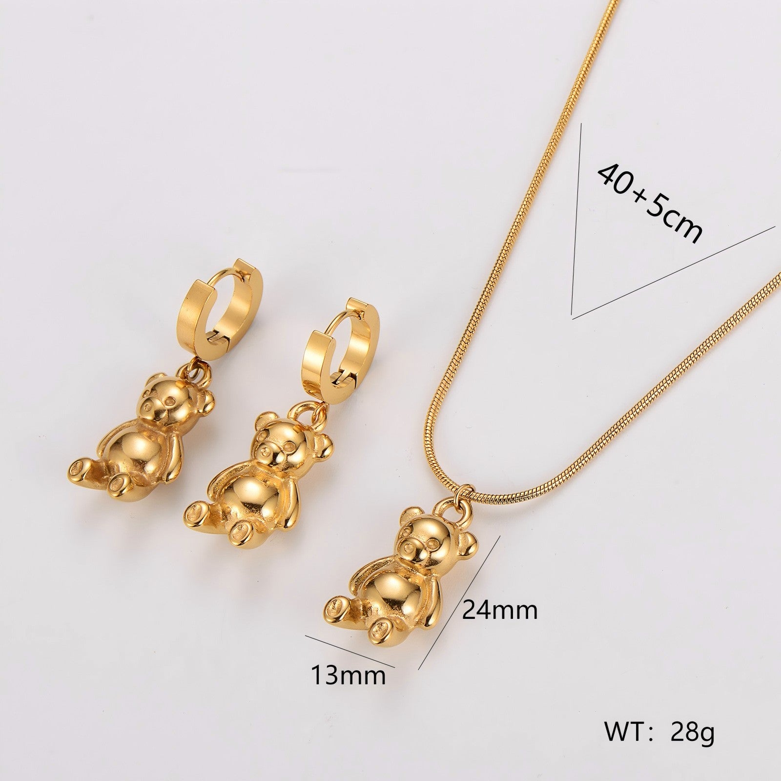 BärenOhrringSet Edelstahl Gold 18K kreativer und vielseitiger Schlangenknoch3