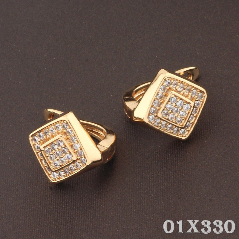 Trendige Damen ZirkonOhrringe, modischem minimalistischem Design in Diamantfor11