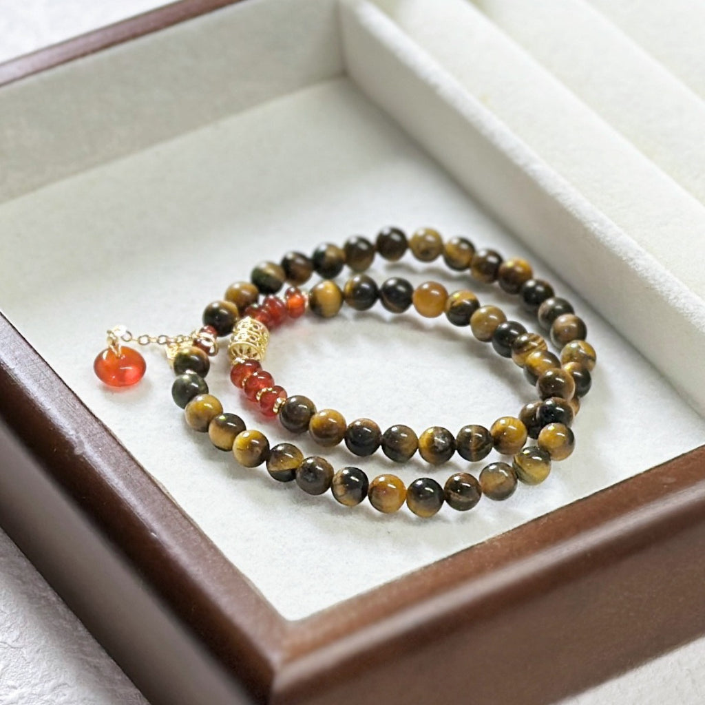 Armband Natürlichem Tigerauge 35cm, AchatGeschenkarmband, MaillardStil, Herbs3