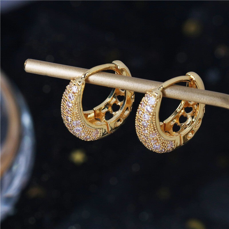 Luxus Damen Ohrringe Creolen Zirkon Galvanisierung mit Echtgold Gold Farbe10