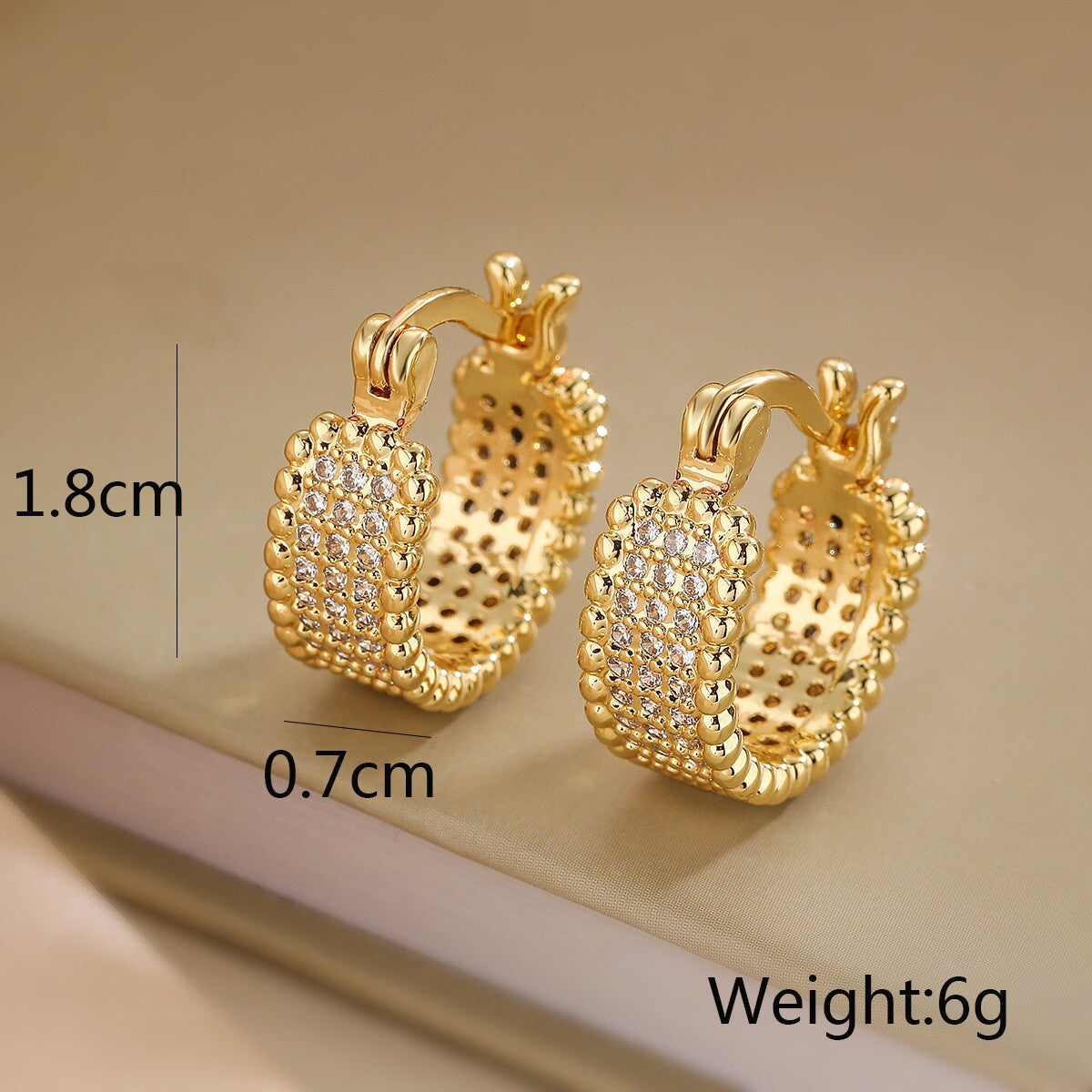 Luxus Damen Ohrringe Creole 18K Gold Echtgold galvanisieren Zirkonia exquisit3