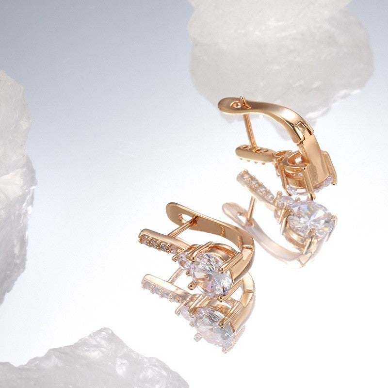 Luxus Damen Ohrringe 585RG Rosé Gold Zirkon ohrringe ohrringe weibliche mode tem6