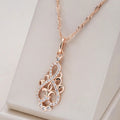 Luxus Damen Halskette Blume Anhänger 585er Roségold natürlicher Zirkon0