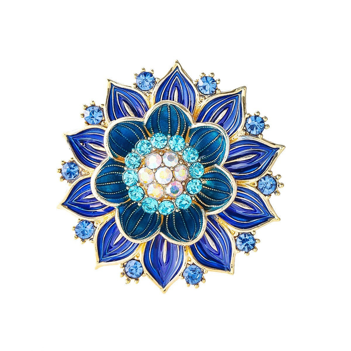 Luxus blaue LotusBrosche, exquisit und hochwertig, eine elegante RetroCorsage1