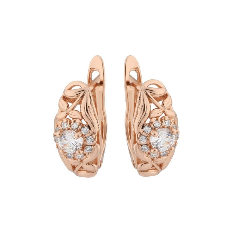 Damen Ohrringe 585 Rose Gold Zirkon, Elegante Ohrringe aus mikrobemaltem Kupfer6