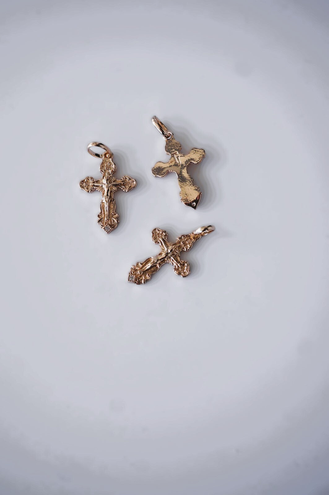 Damen Unisex Katholisches Kreuz Budded Anhänger Rosegold Überzogen ,Schmuck2