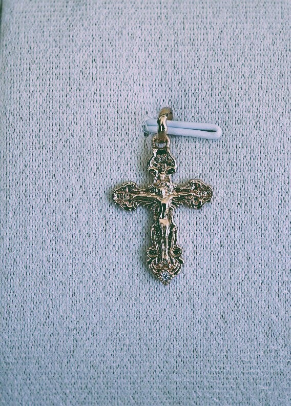 Damen Unisex Katholisches Kreuz Budded Anhänger Rosegold Überzogen ,Schmuck5