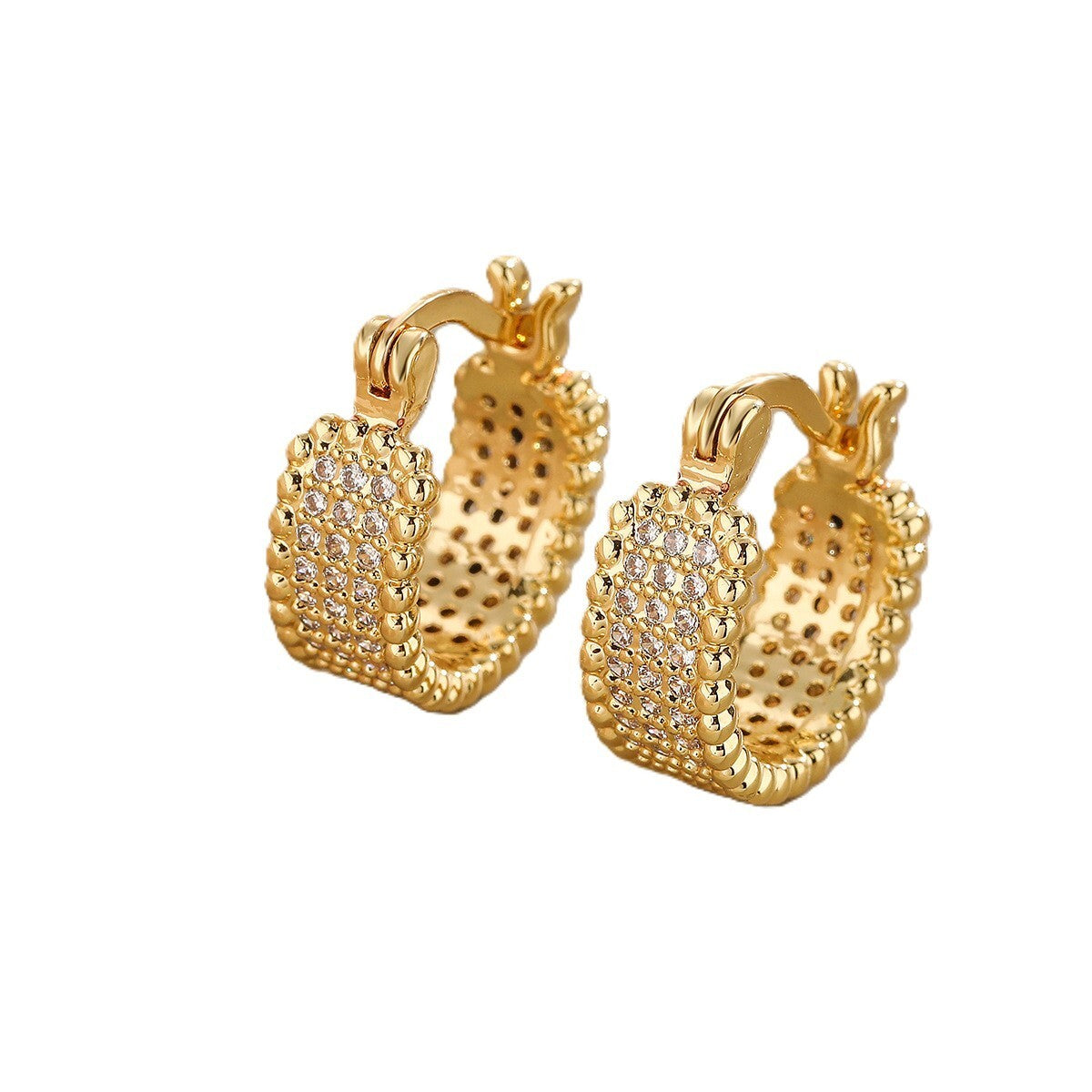 Luxus Damen Ohrringe Creole 18K Gold Echtgold galvanisieren Zirkonia exquisit2