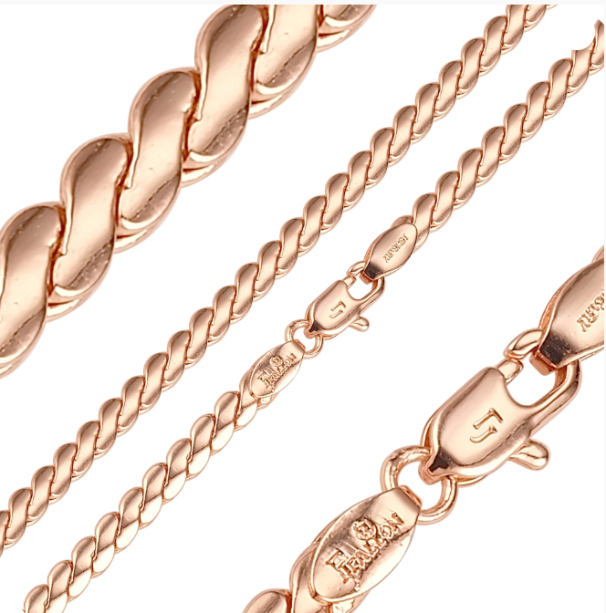 Elegante Kette Serpentine S-Gliederung Roségold plattiertes 9mm -50cm Seitenkett0