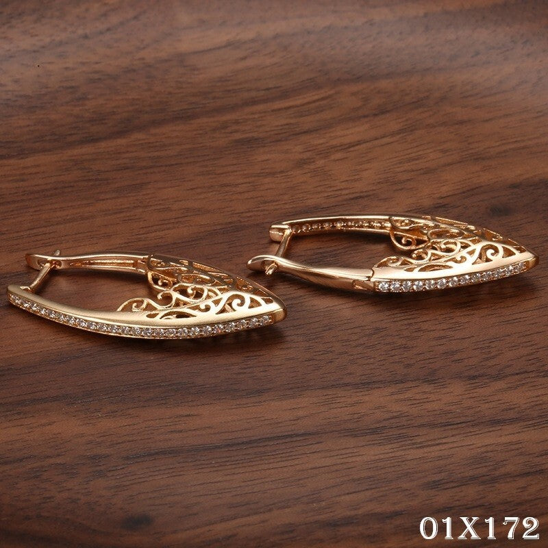 Luxus Damen Ohrringe Zirkon 585 Rolled Roségold überzogen überzogene Echtgold2