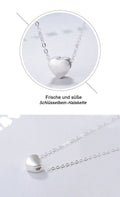 Damen Halskette Silber 925 mit Herz Anhänger gebürstetem Sterlingsilber (925)0