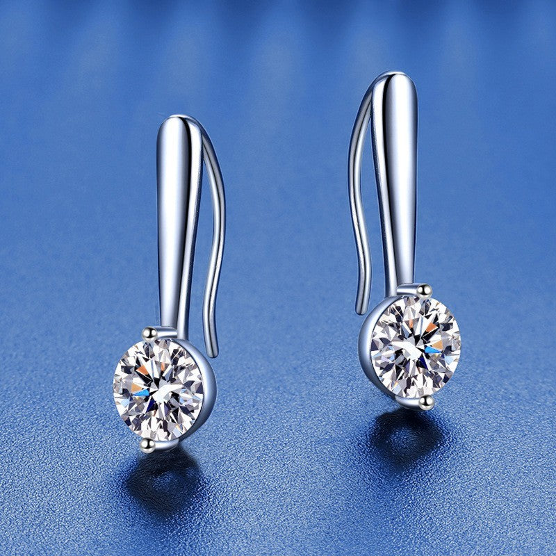 Ohrhaken 925 Sterlingsilber Ohrringe mit einem einzelnen 1 Karat ZirkonDiamant0