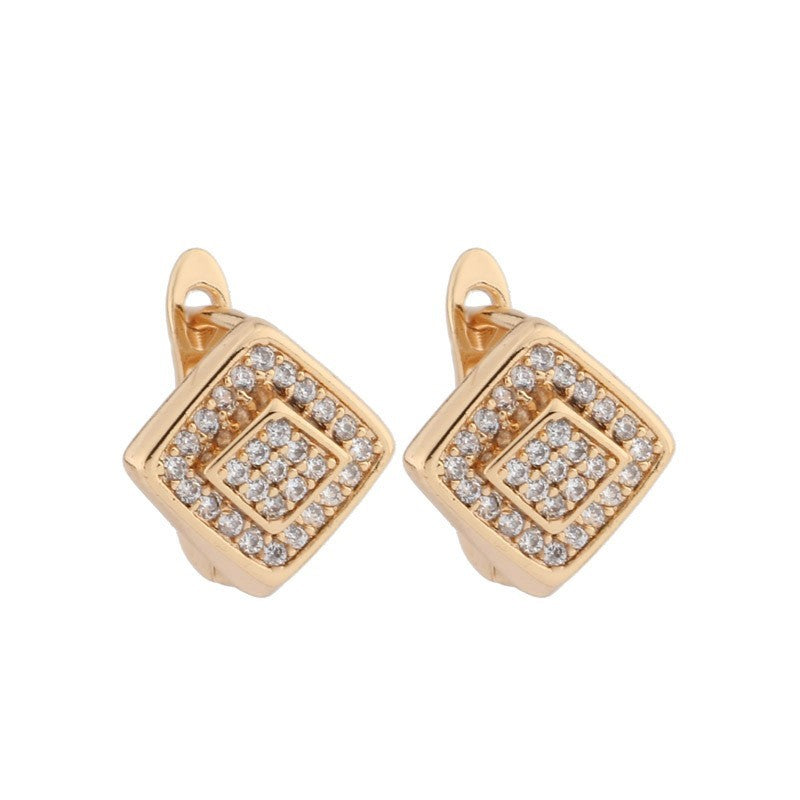 Trendige Damen ZirkonOhrringe, modischem minimalistischem Design in Diamantfor3