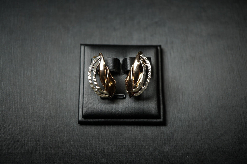 Damen Zweifarbige Ohrringein 585 Roségold ineinandergreifenden Bändern ,Schmuck11