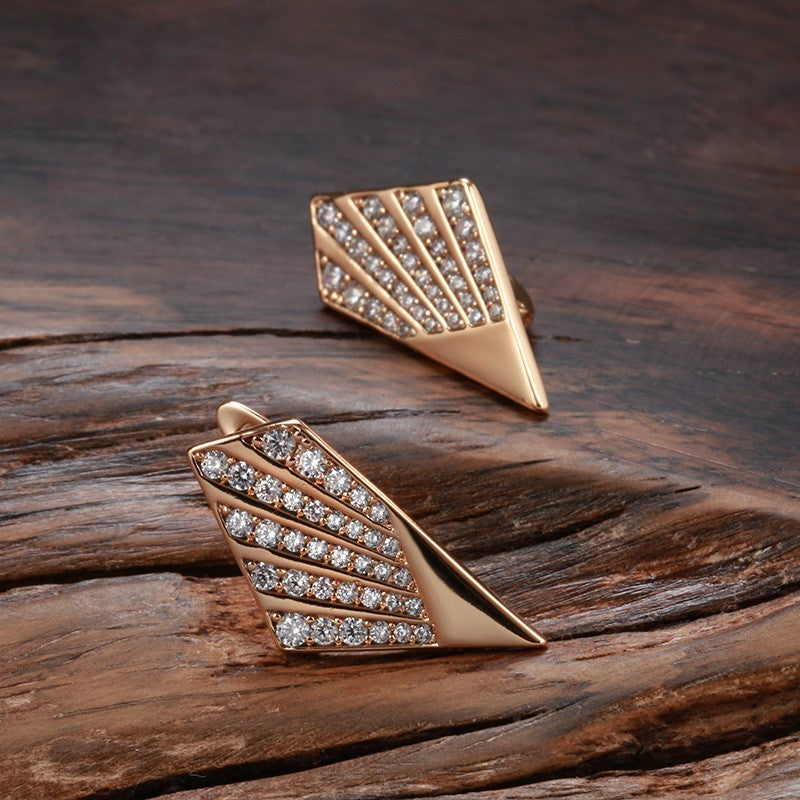 Damen Geometrische Ohrringe, 585RG Rosé Gold, elegante Ohrringe mit Diamantenbes6