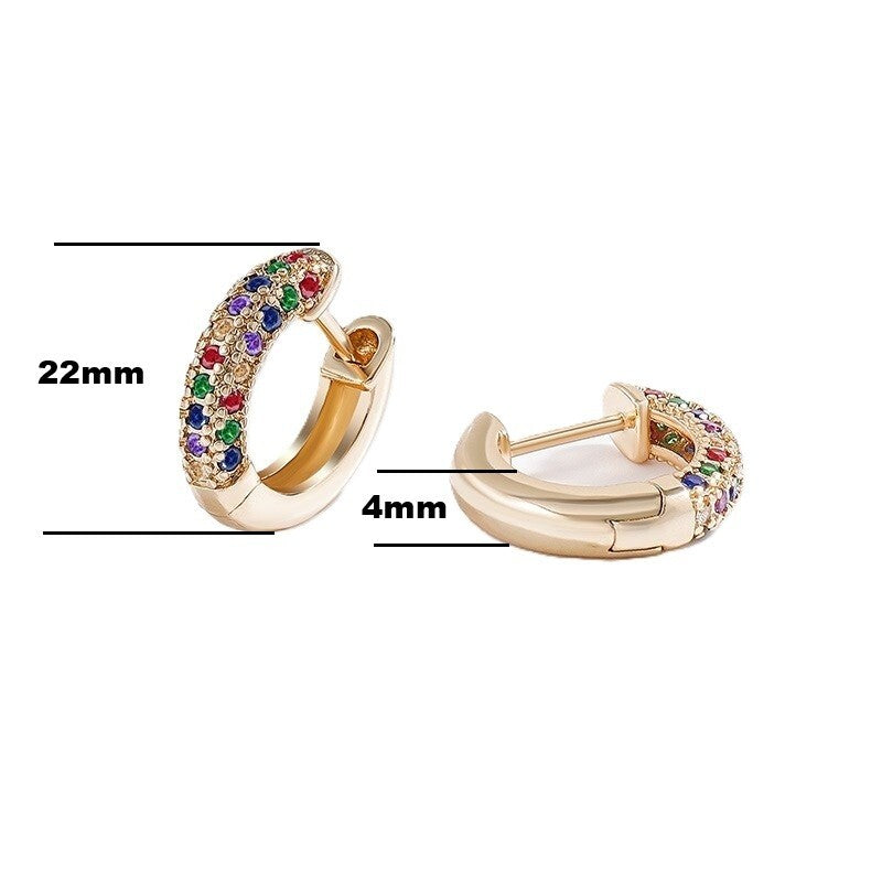 Luxus Ohrringe Creolen gemischte Farbe Zirkon Rosegold Schnallen MicroIntarsien3