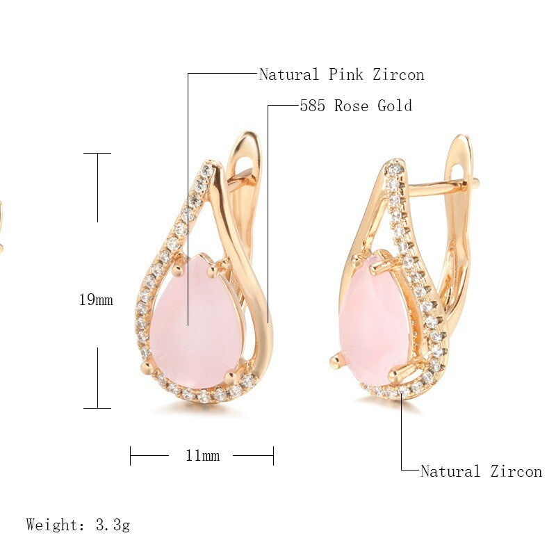 Luxus Damen Ohrringe 585 Rosé Gold überzogen Design Naturstein Kristall für Da6