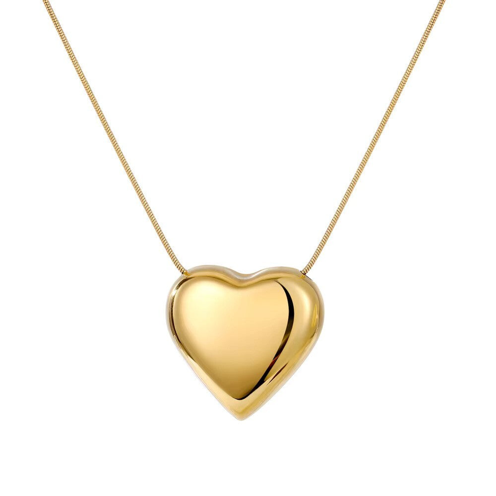 Herz Anhänger Edle Halskette Edelstahl Gelbgold Herzkette Damen Geschenk2