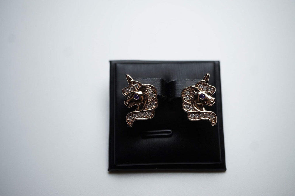 Einhorn-Ohrringe mit Rosegold vergoldet für Mädchen23