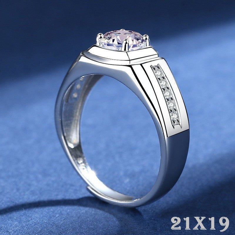 Herren Ring 925 Sterling Silber 1 Karat Zirkonia Ehering stilvoll verstellbar9