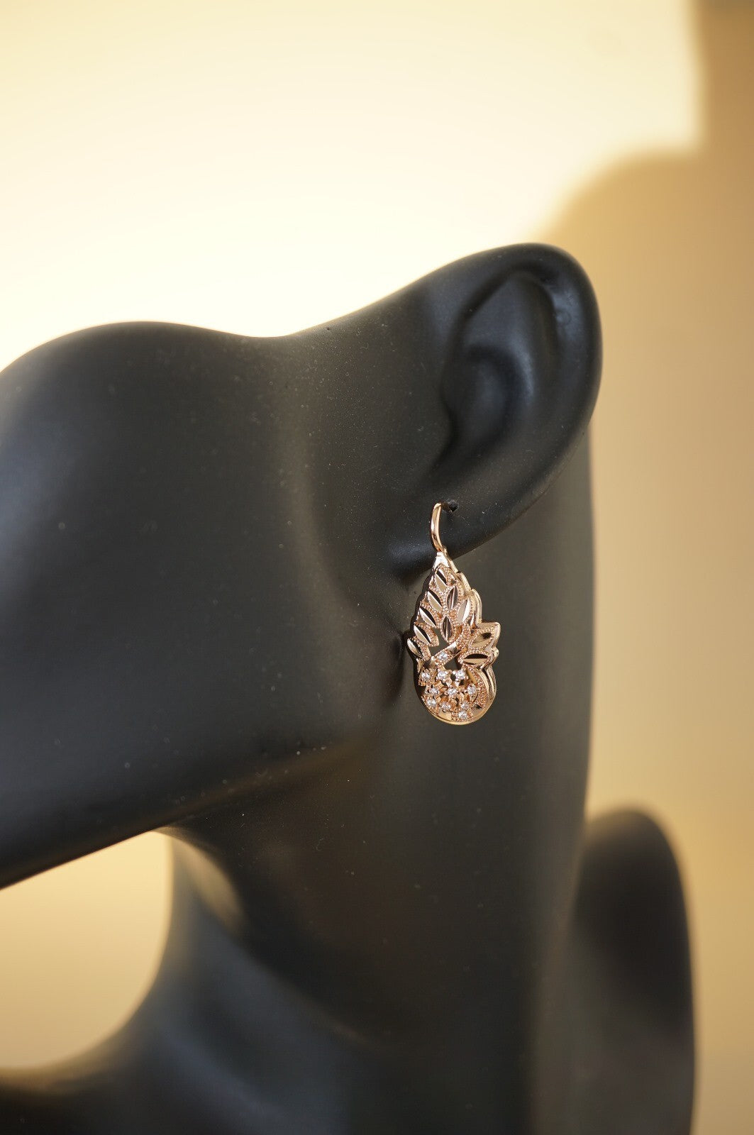 Luxus Damen Blume Ohrringe Creole 585 Rose Gold beschichtet ModeSchmuck7