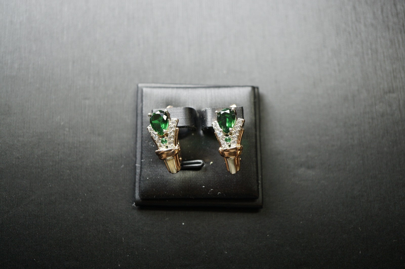 Luxus Damen Ohrringe Zirkon aus Smaragd-Roségold (vergoldet) mit Krappenfassung5