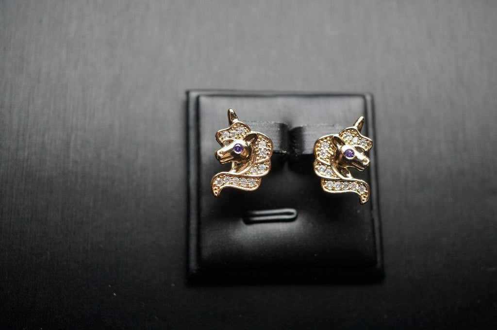 Einhorn-Ohrringe mit Rosegold vergoldet für Mädchen8
