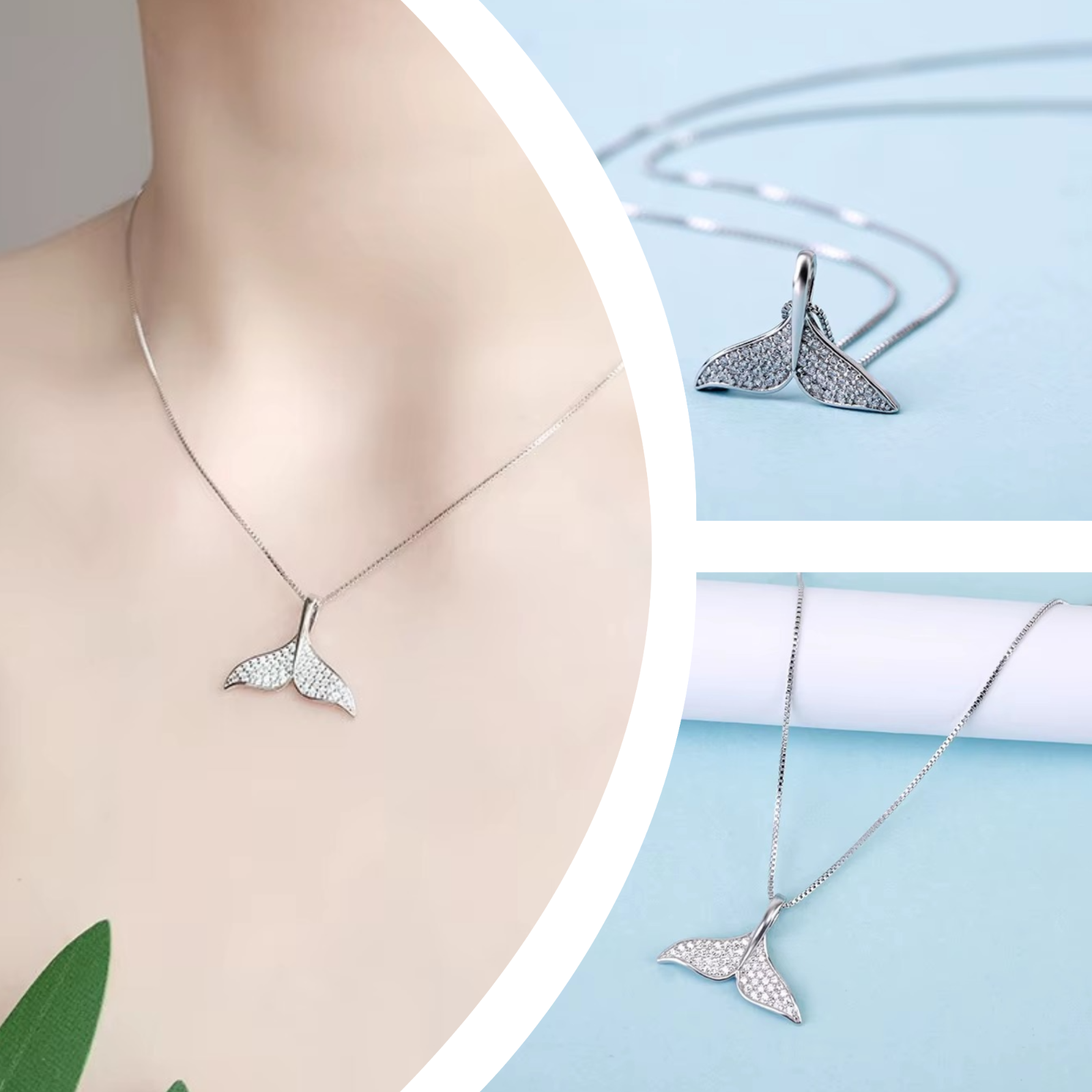 Halskette mit Anhänger Fisch Sterling Silber 925 Damen  Kette Modeschmuck0