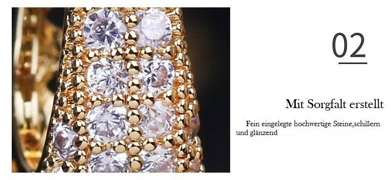 Luxus Damen Ohrringe Creolen Zirkon Galvanisierung mit Echtgold Gold Farbe9
