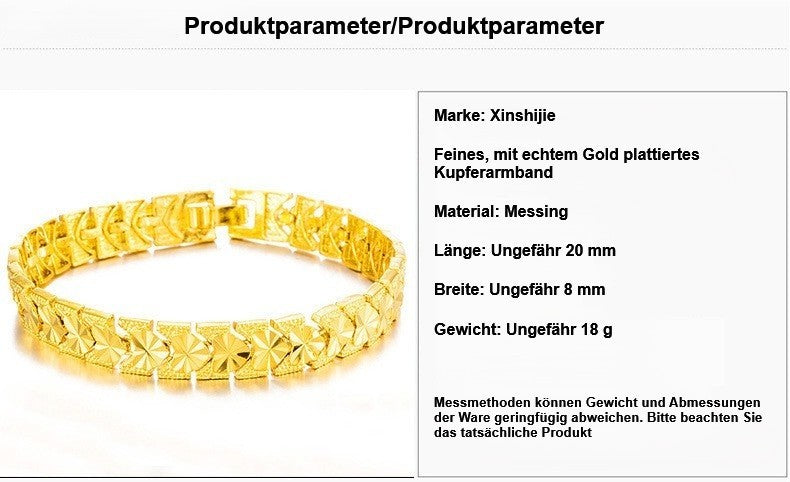 Luxus Damen Armband Gold 24K vergoldeter, farbechte herzförmige Uhrenkette 20cm2