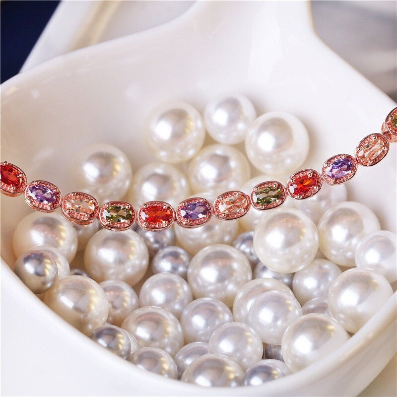 Luxus Damen Armband Rose Gold Trend Galvanisieren  echten Gold ,Farbige Zirkonia7