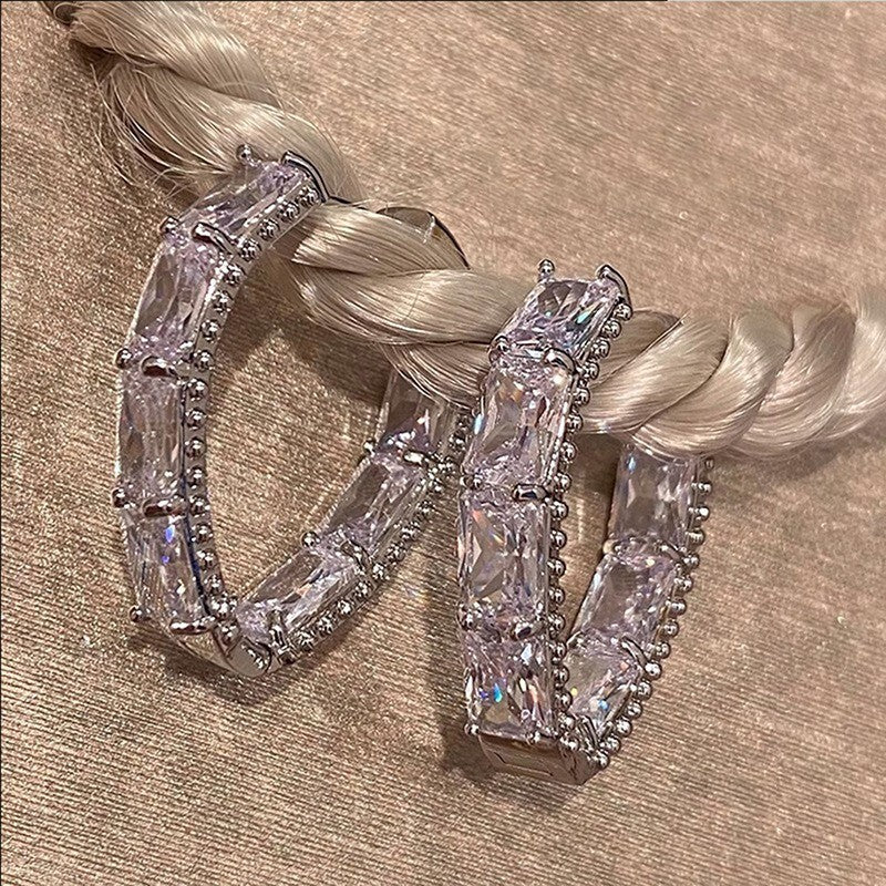 Luxus Damen Ohrringe für Frauen mit ZirkoniaIntarsien, geometrischem Schmuck2