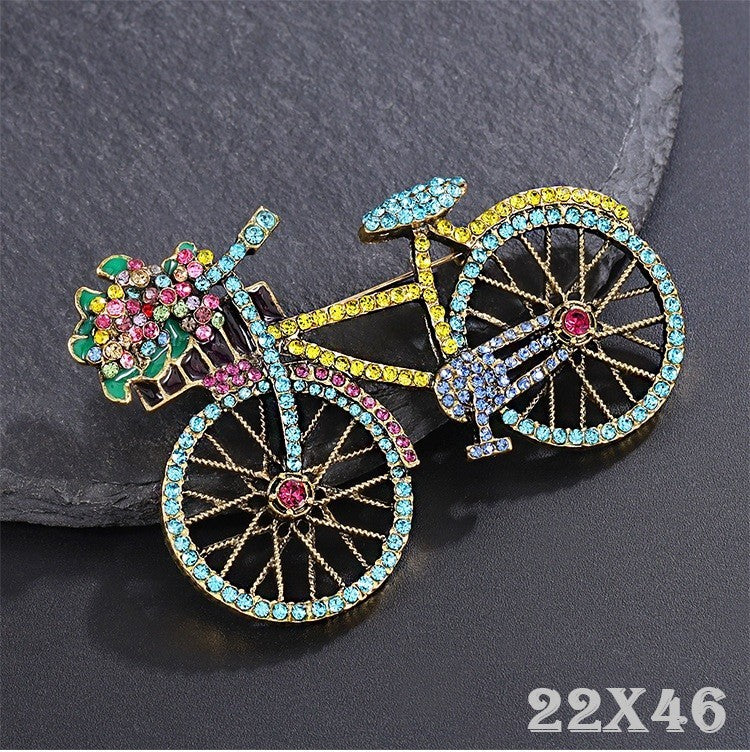 Damen Fahrrad Brosche Vintage Kristall Strass Anstecknadel Schmuck7